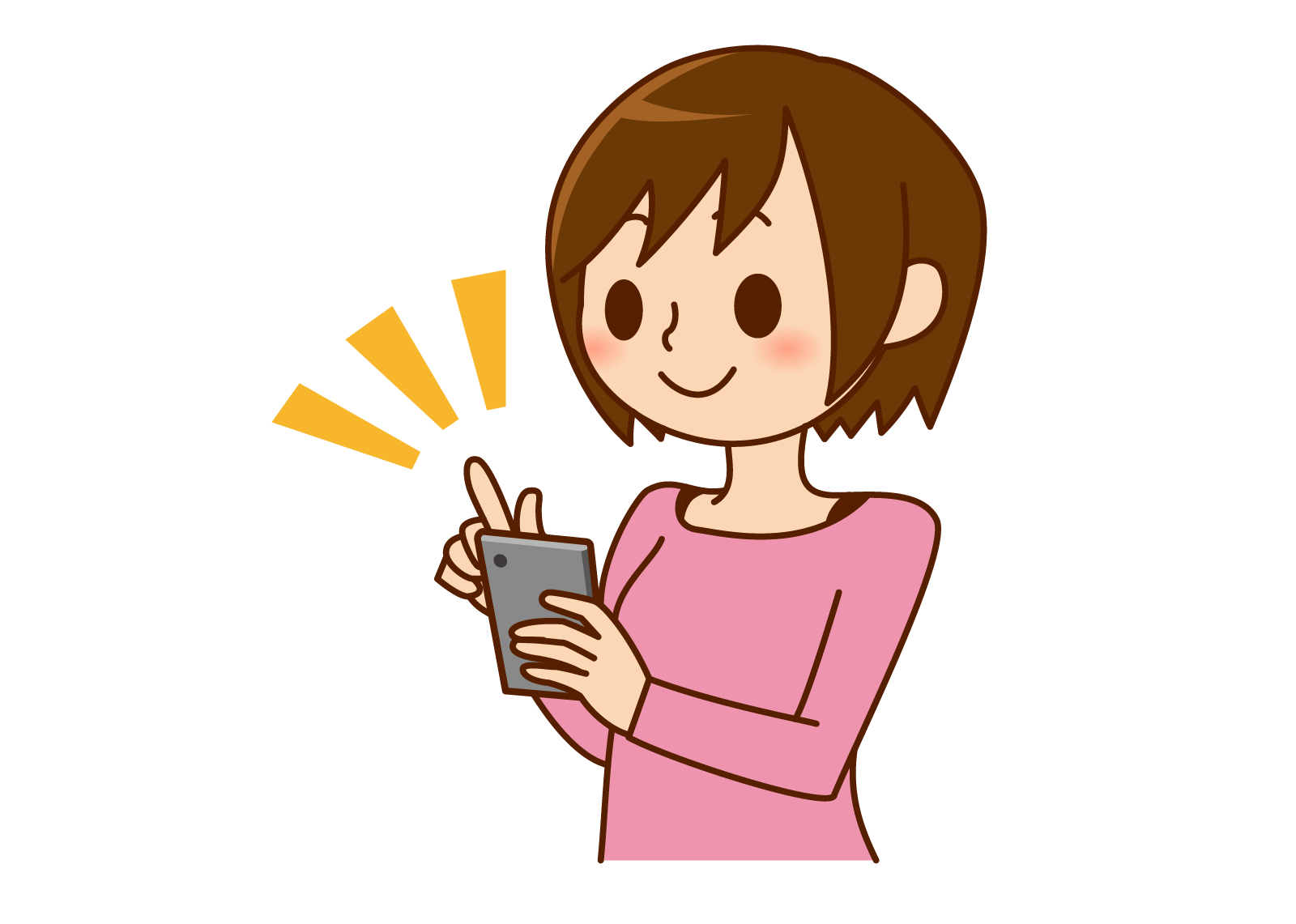 スマホを操作する女性イラスト